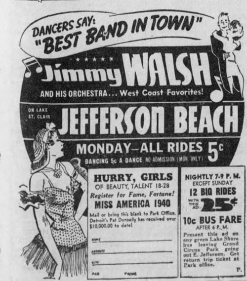 Jefferson Beach Dance Pavillion - Ad From Aug 11 1940